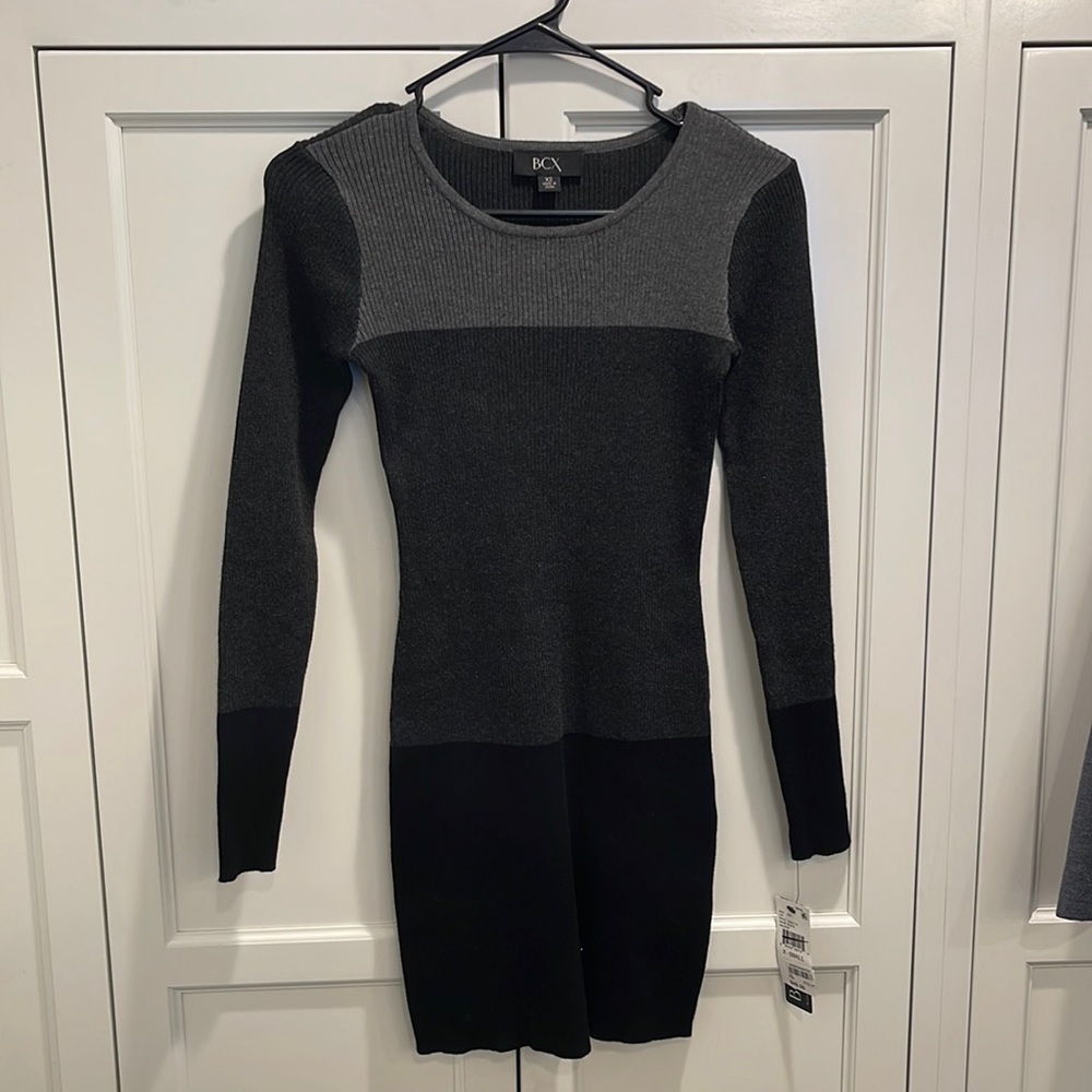 NWT BCX Blk Gray Turtleneck Sweater dress XS
